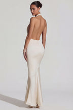 Backless Halterneck Fishtail Gown in Ivory