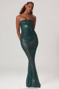 Embellished Strapless Gown in Emerald Green – view 1