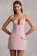 Cut-Out Structured A-Line Mini Dress in Mauve – view 1