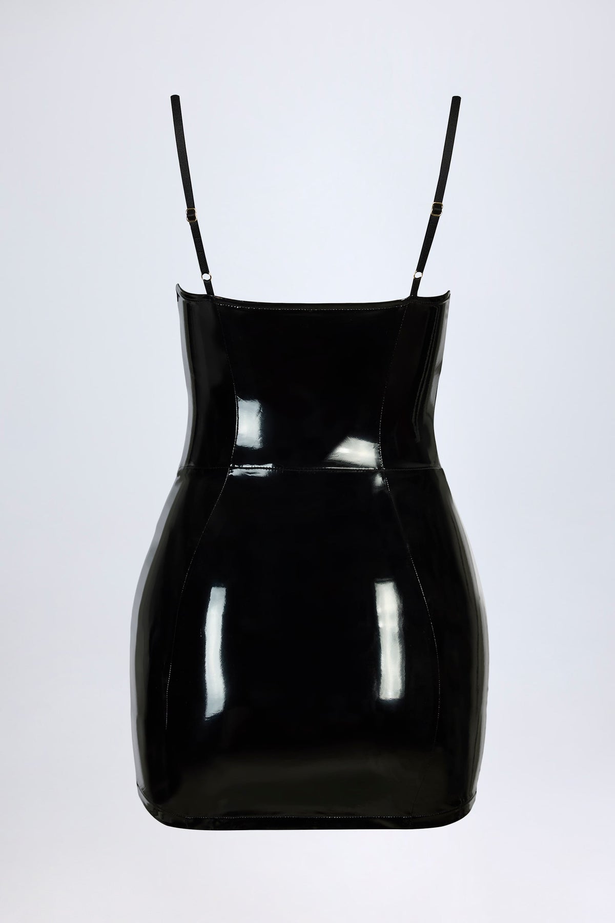 Vinyl Corset Mini Dress in Black – view 6
