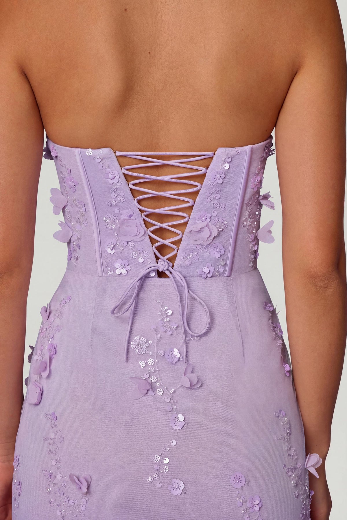 Lace-Up Corset Maxi Dress in Lilac – view 5