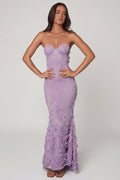 Lace-Up Corset Maxi Dress in Lilac – view 1