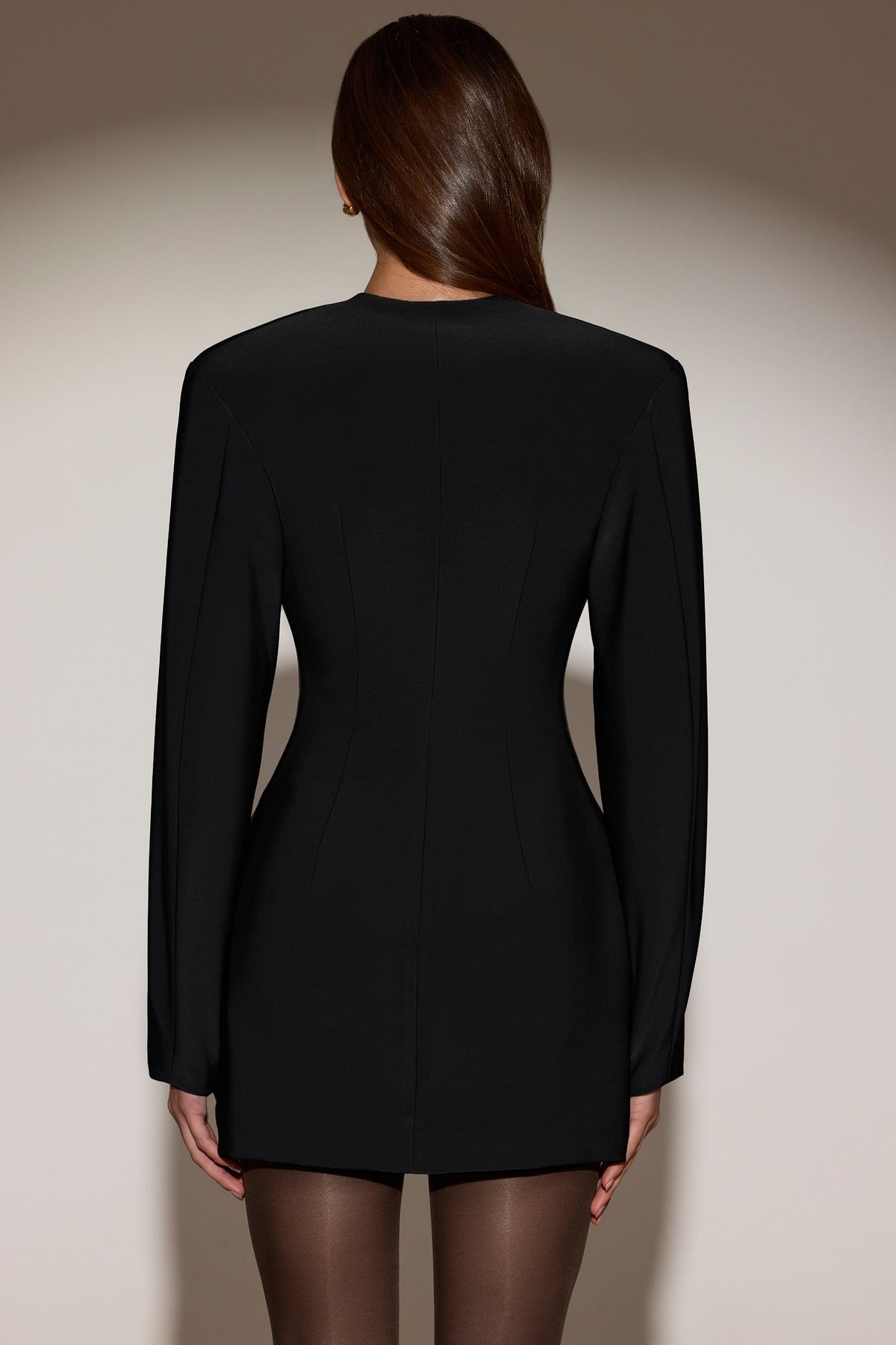 Single-Breasted Blazer Mini Dress in Black – view 2
