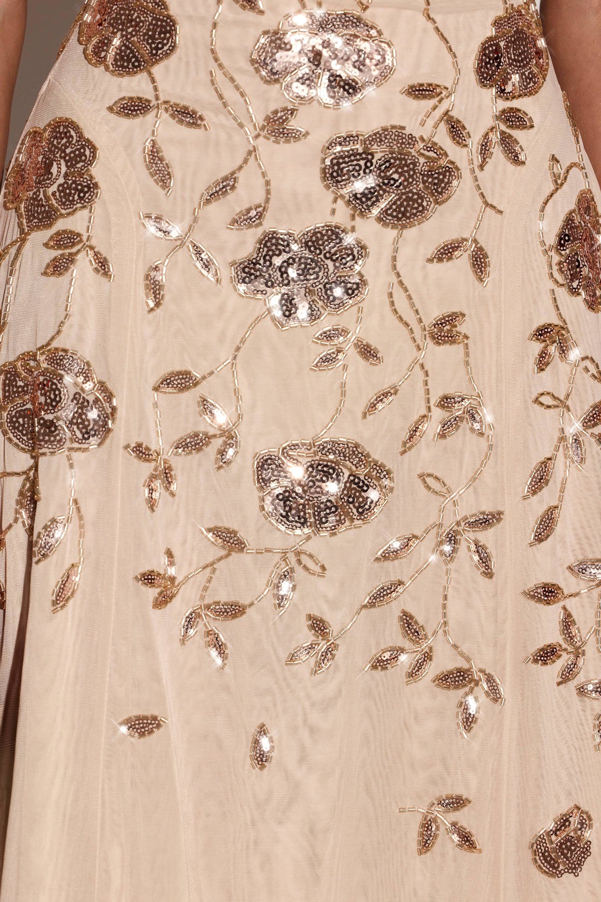 Embellished Soft-Scoop Asymmetric Midaxi Dress in Gold – view 6