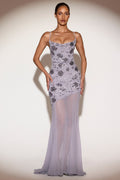 Embellished Sweetheart-Neck Backless Gown in Lilac – view 1