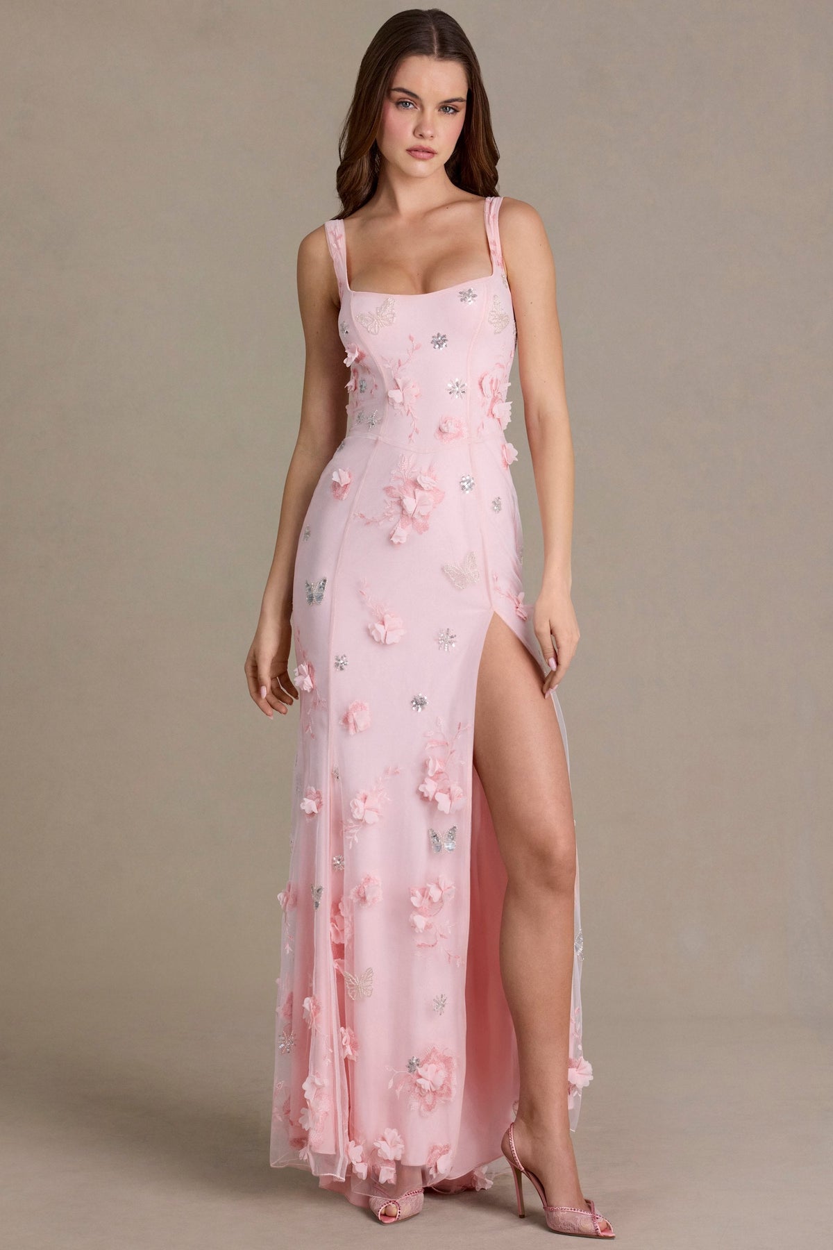 Embellished Corset Gown in Baby Pink – view 1