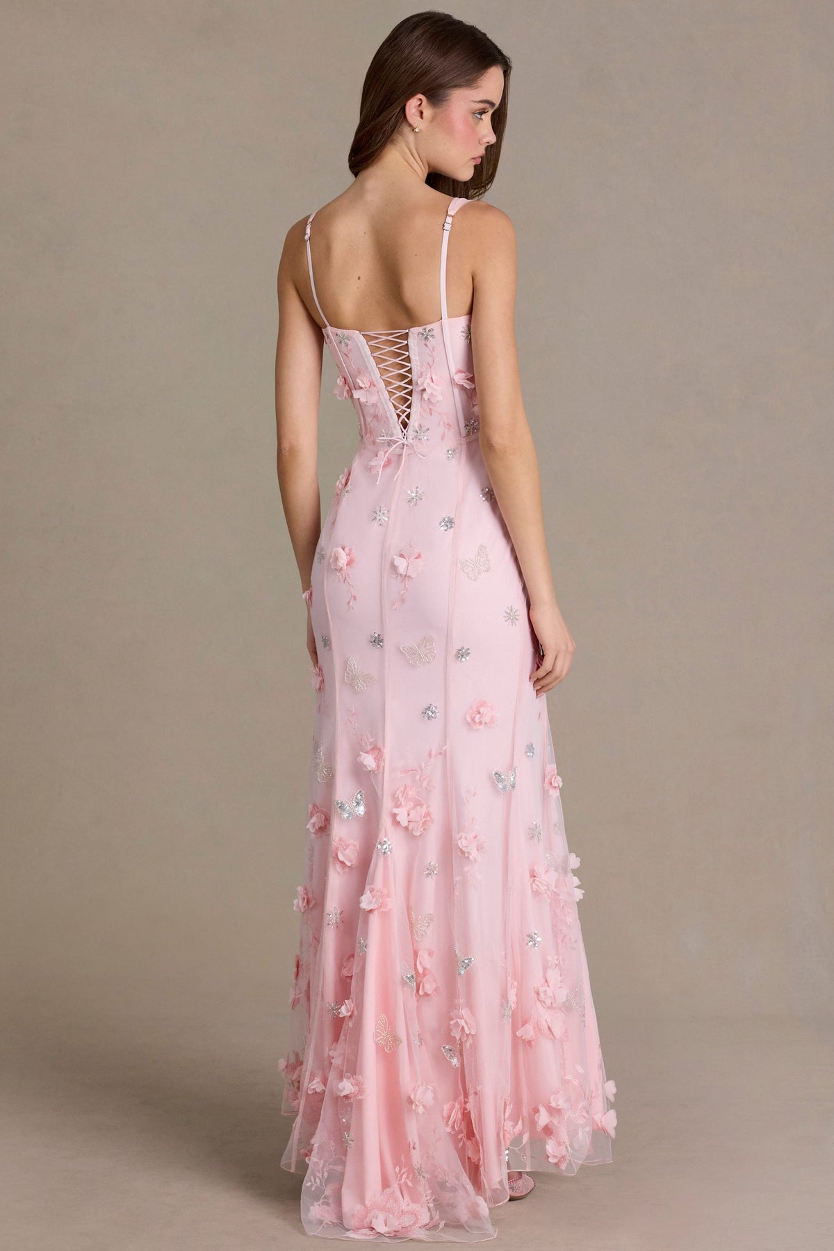 Embellished Corset Gown in Baby Pink – view 2