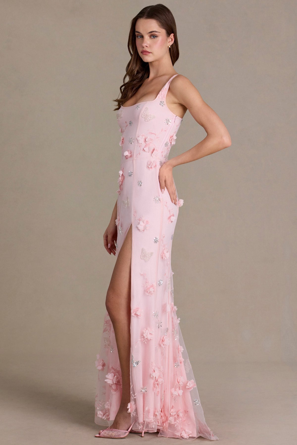Embellished Corset Gown in Baby Pink – view 5