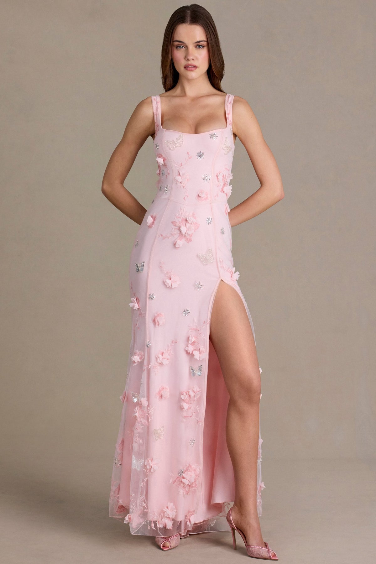 Embellished Corset Gown in Baby Pink – view 6