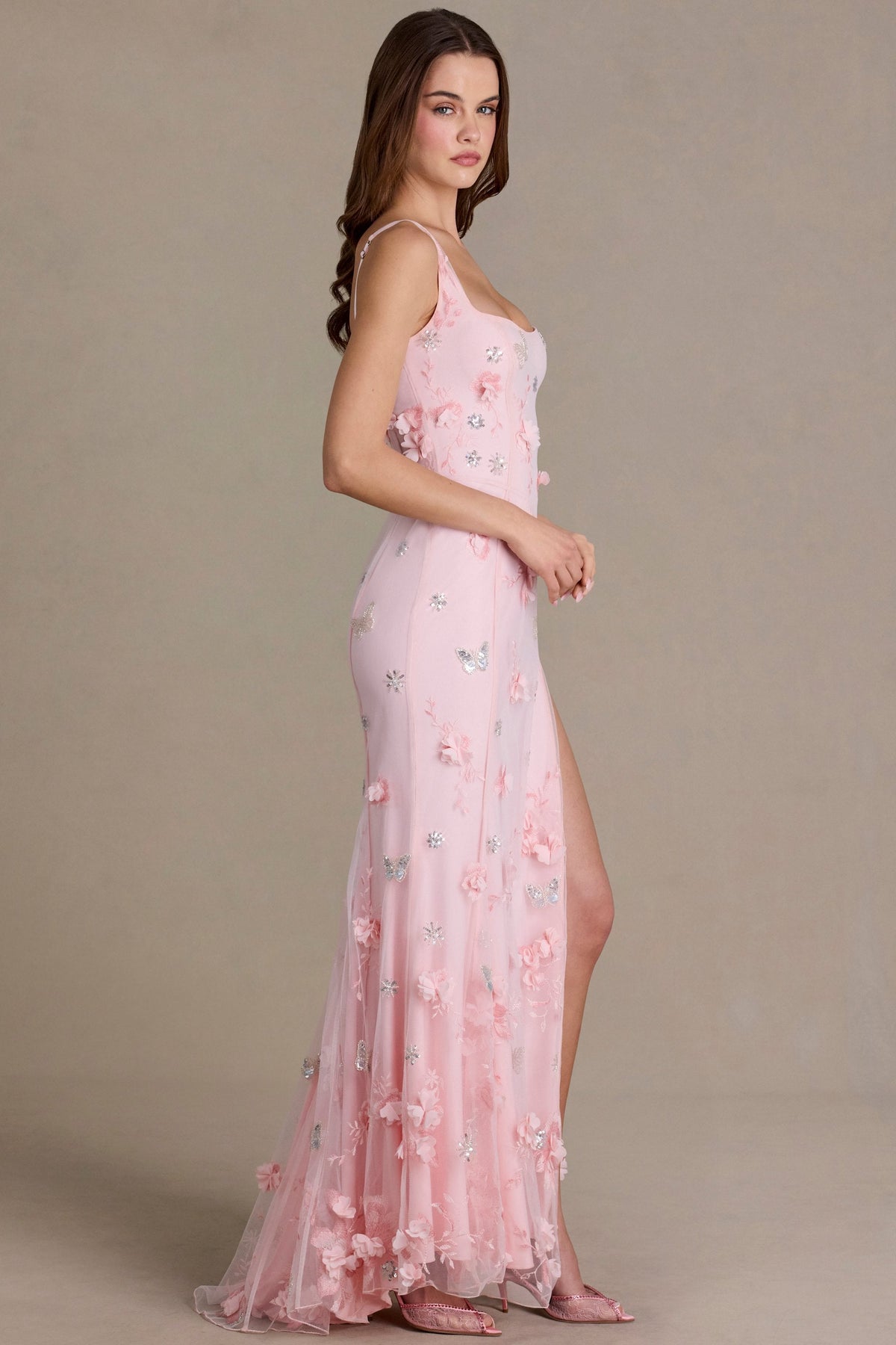 Embellished Corset Gown in Baby Pink – view 8