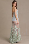 Embellished Tulle Corset Gown in Sage Green – view 1