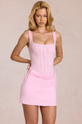 Lace Corset Mini Dress in Blossom Pink – view 1