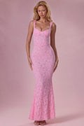 Lace Sweetheart-Neck Gown in Blush Pink – view 1