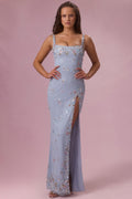 Embellished Corset Maxi Dress in Powder Blue – view 1