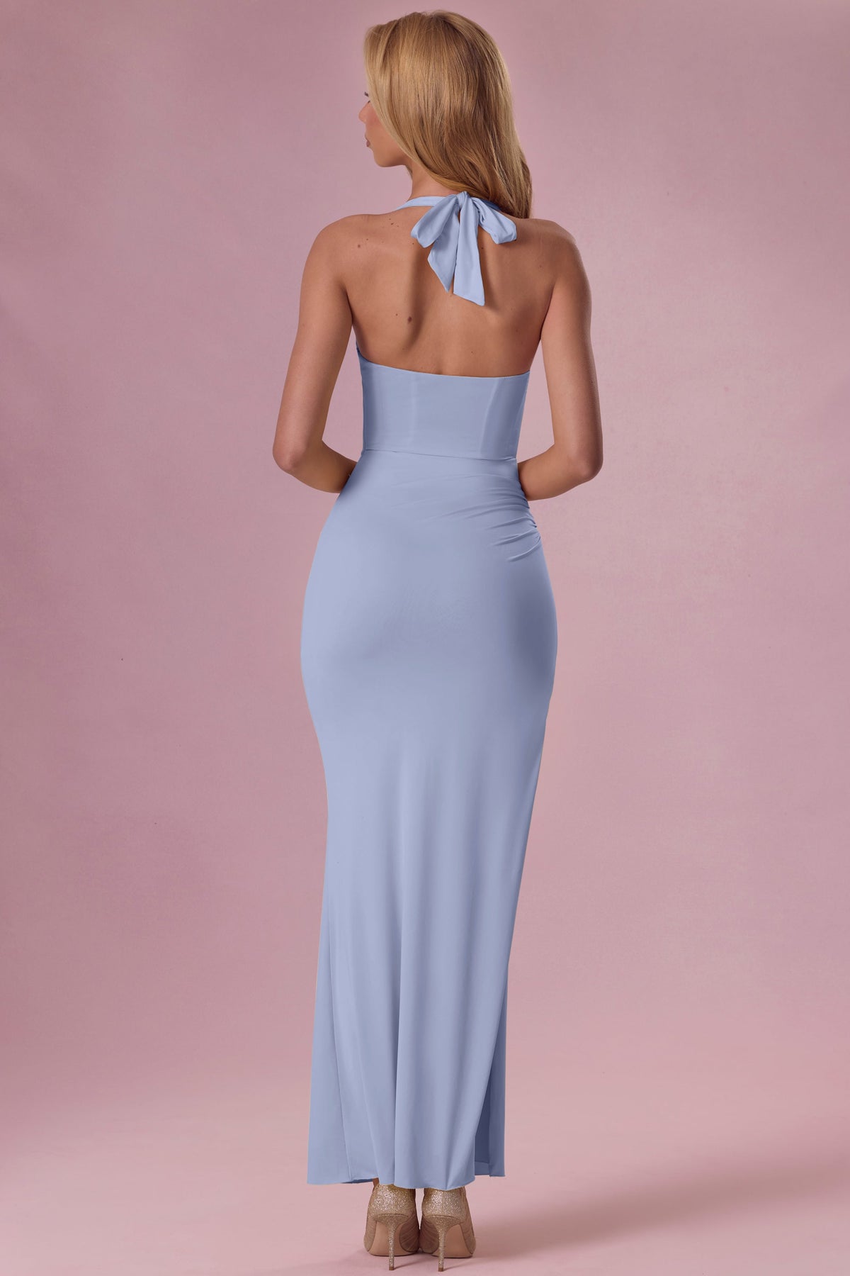 Jersey Corset Bridesmaid Dress in Powder Blue – view 2