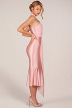 Scarf-Detail Midaxi Dress in Blush Pink – view 4