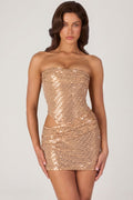 Embellished Cut-Out Mini Dress in Gold – view 1
