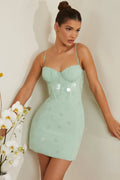 Embellished Corset Mini Dress in Sage – view 1