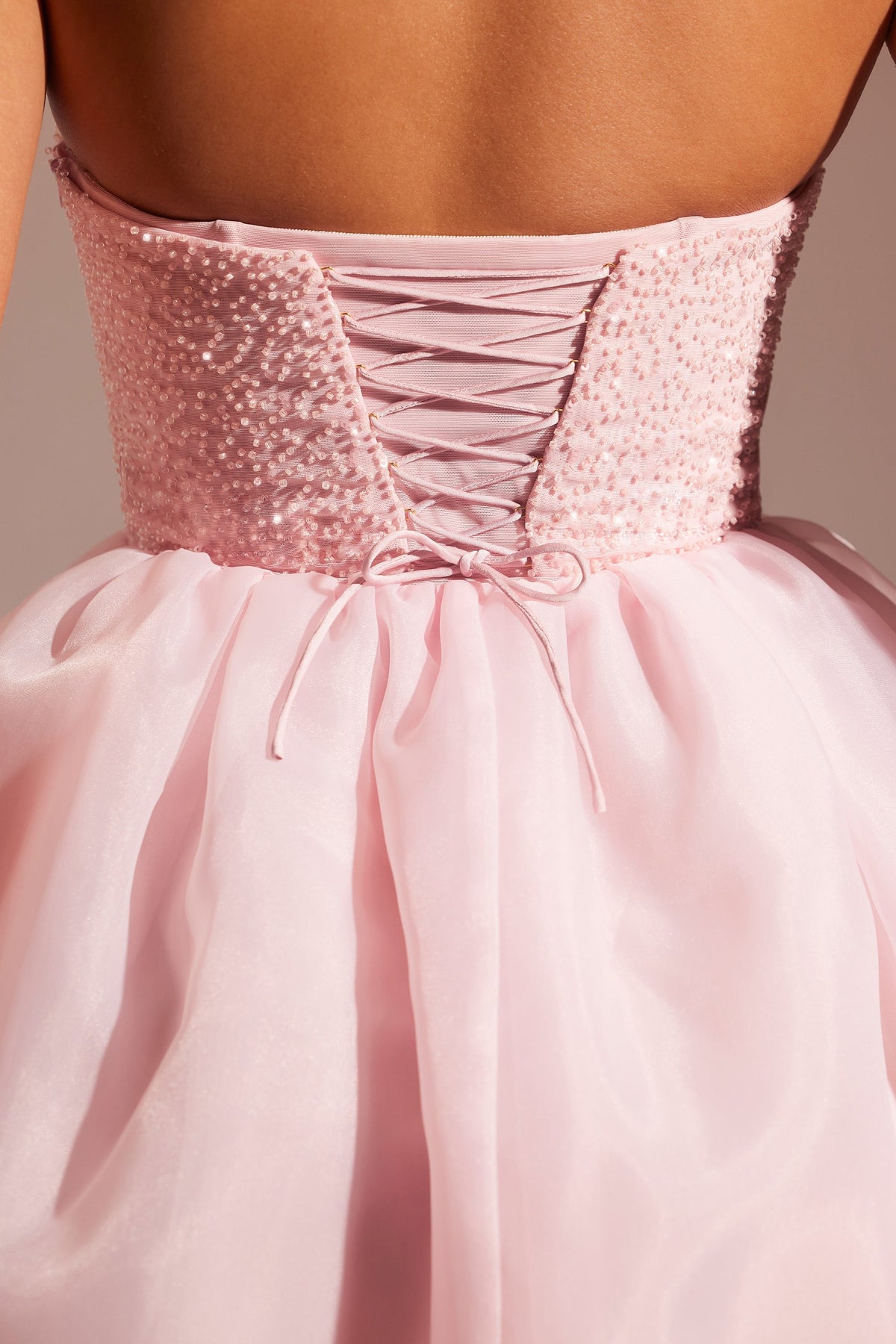 Embellished Corset Tulle Skirt Midi Dress in Blush – view 5