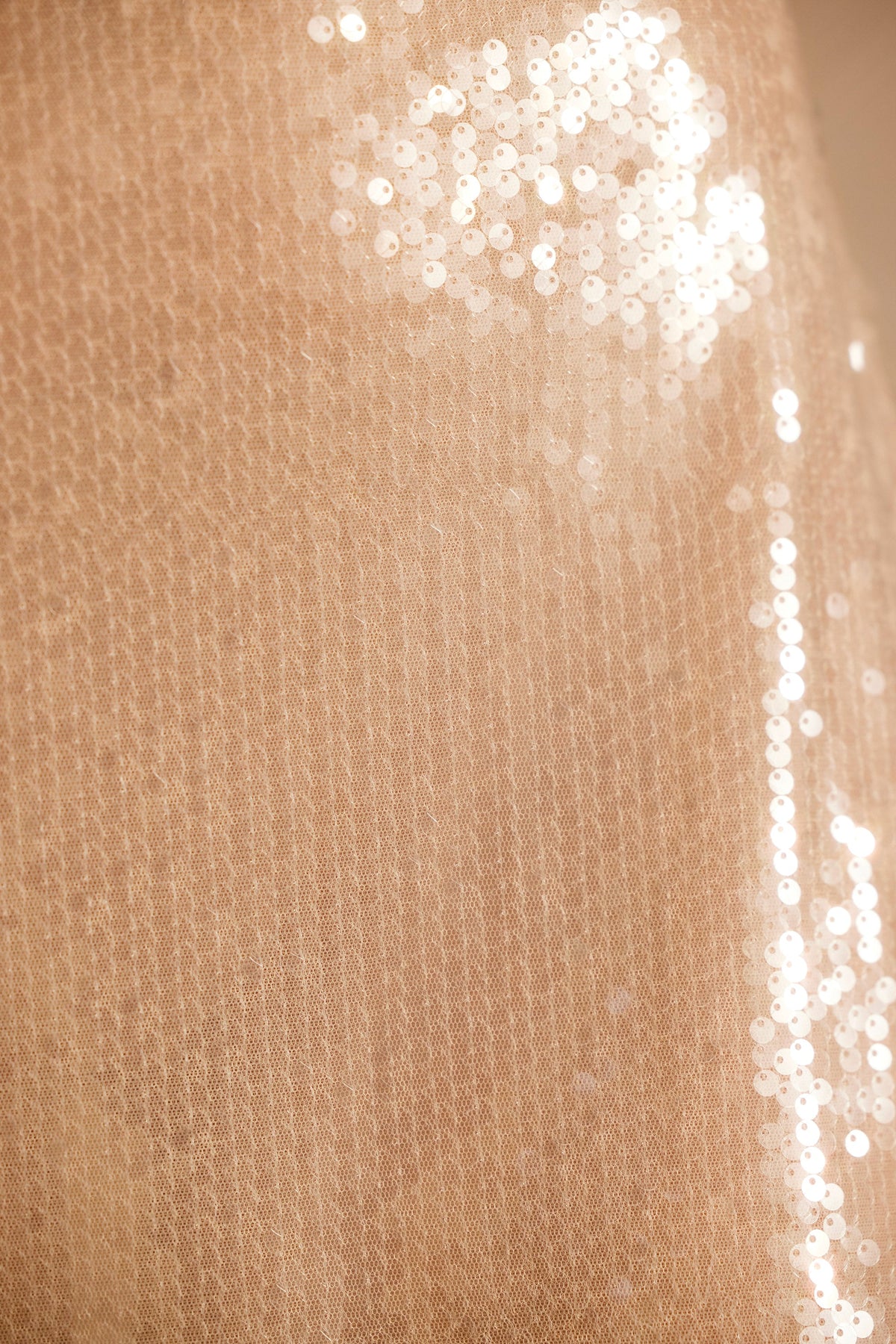 Sheer Sequin One Shoulder Cut Out Maxi Dress in Tan – view 12