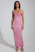 Embellished Cowl-Neck Maxi Dress in Pink – view 1