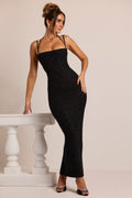 Embellished Cowl Neck Maxi Dress in Black – view 1