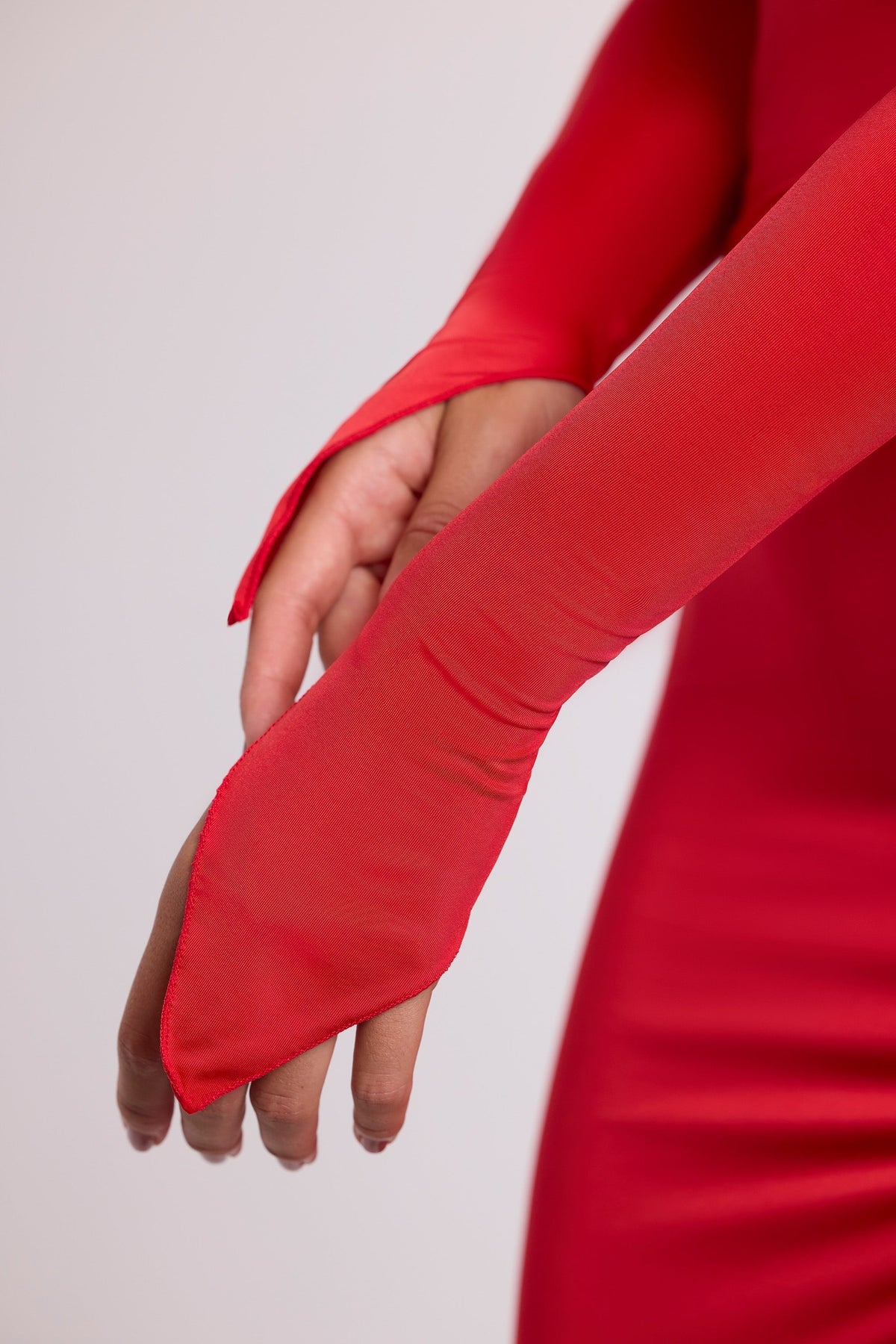 Hooded Long Sleeve Maxi Dress in Fire Red – view 5