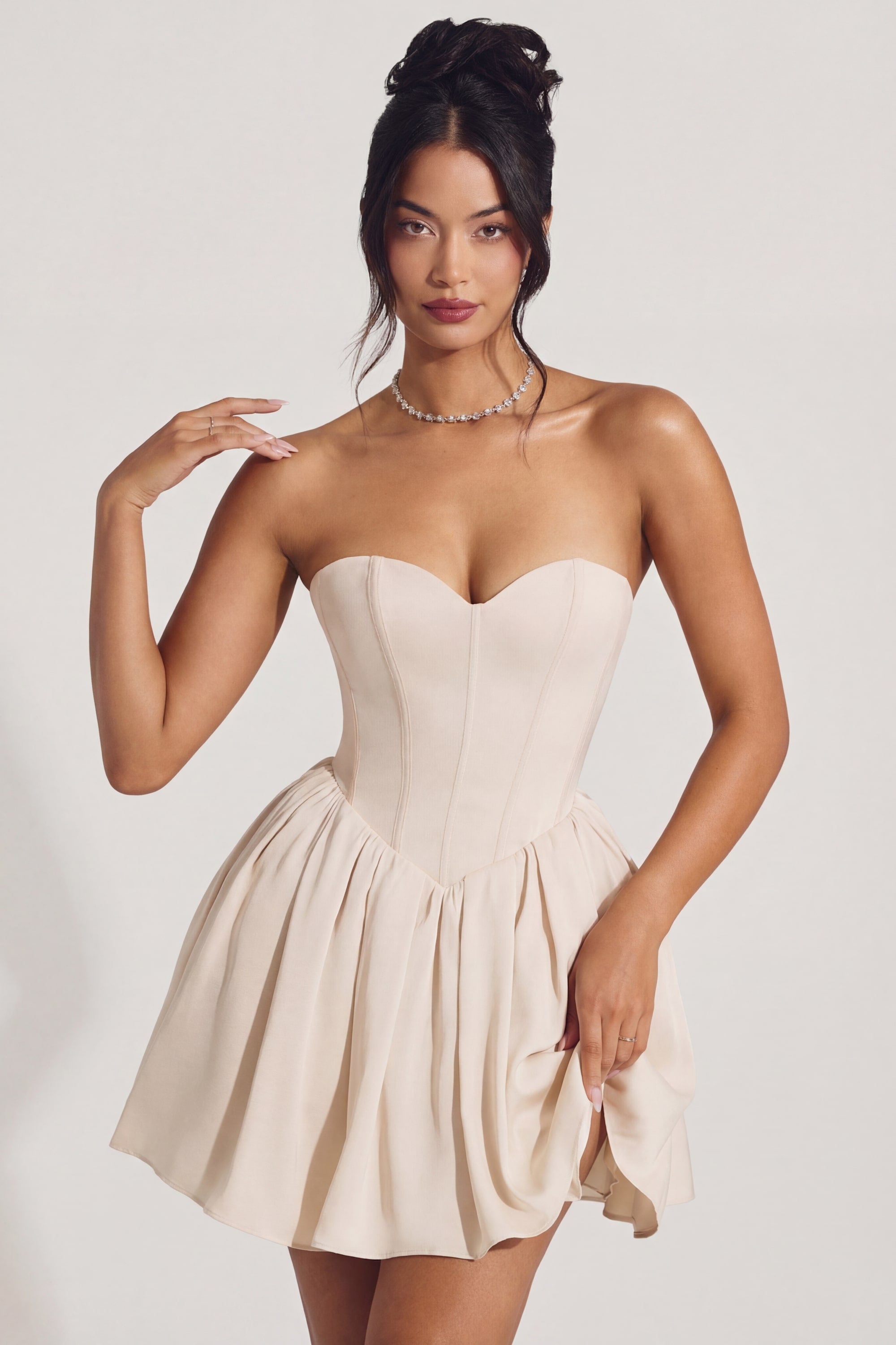 Corset Tulle Mini Dress in Ivory