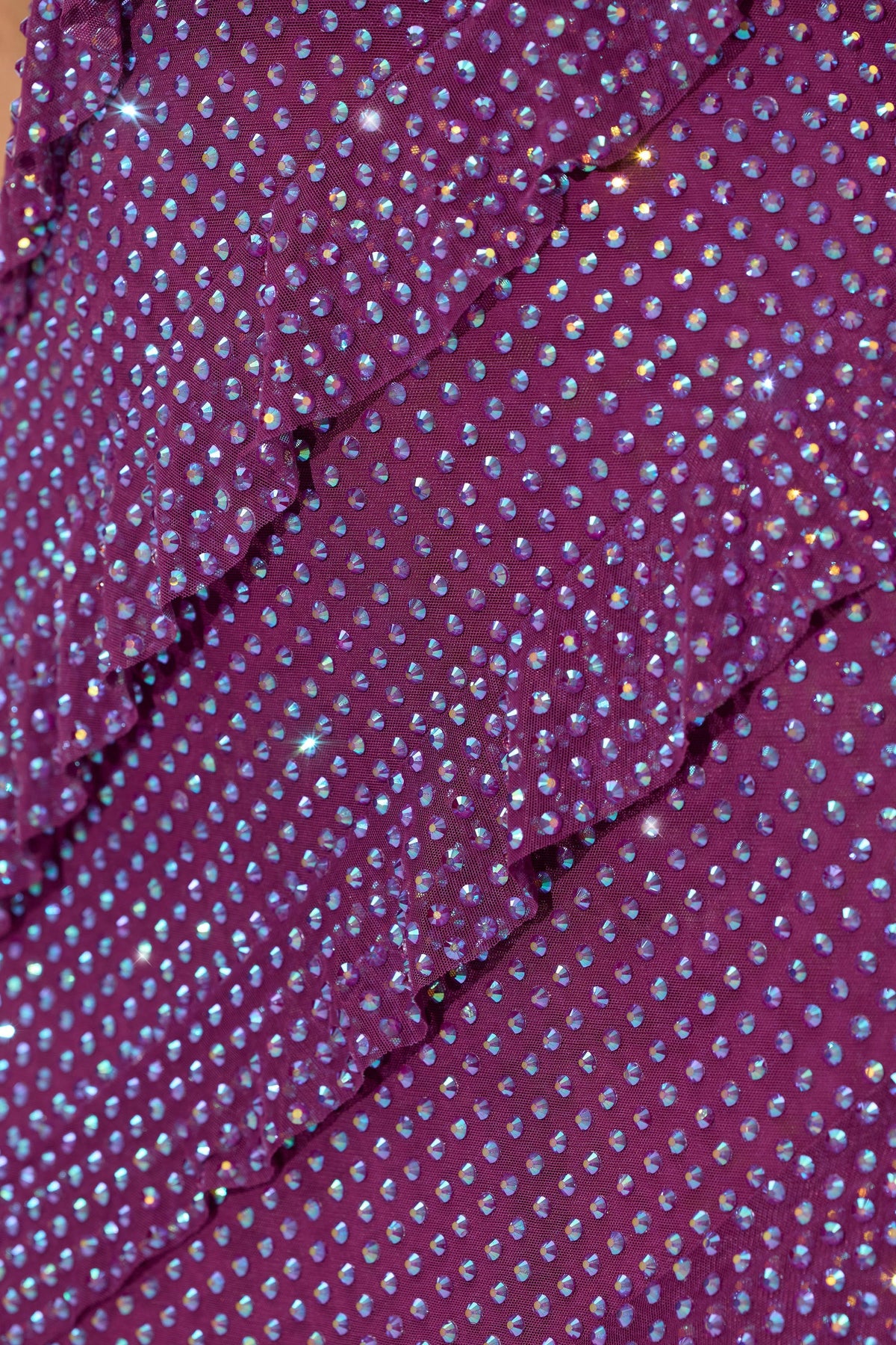 Embellished Bandeau Ruffle Maxi Dress in Plum – view 4