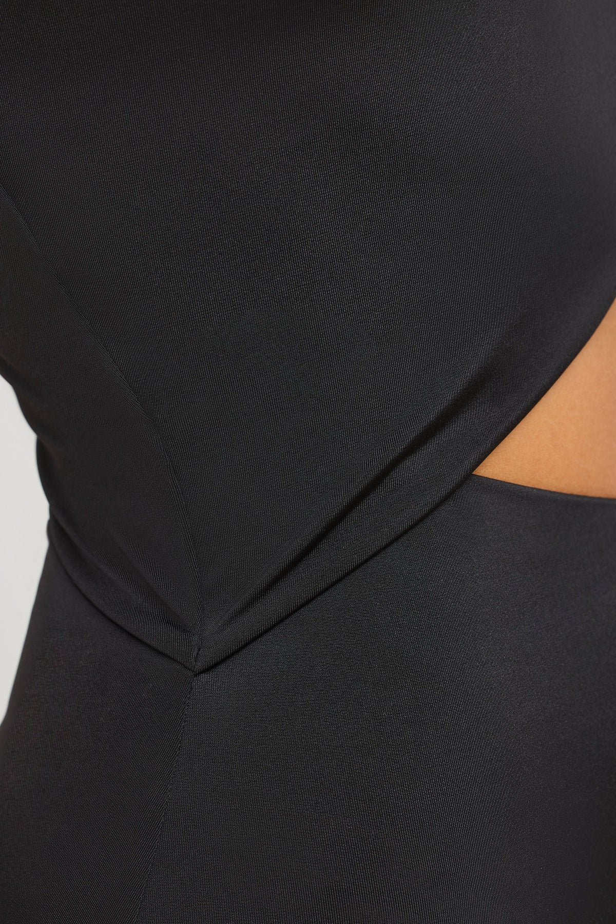 Jersey Asymmetric Cut Out Maxi Dress in Black – view 9