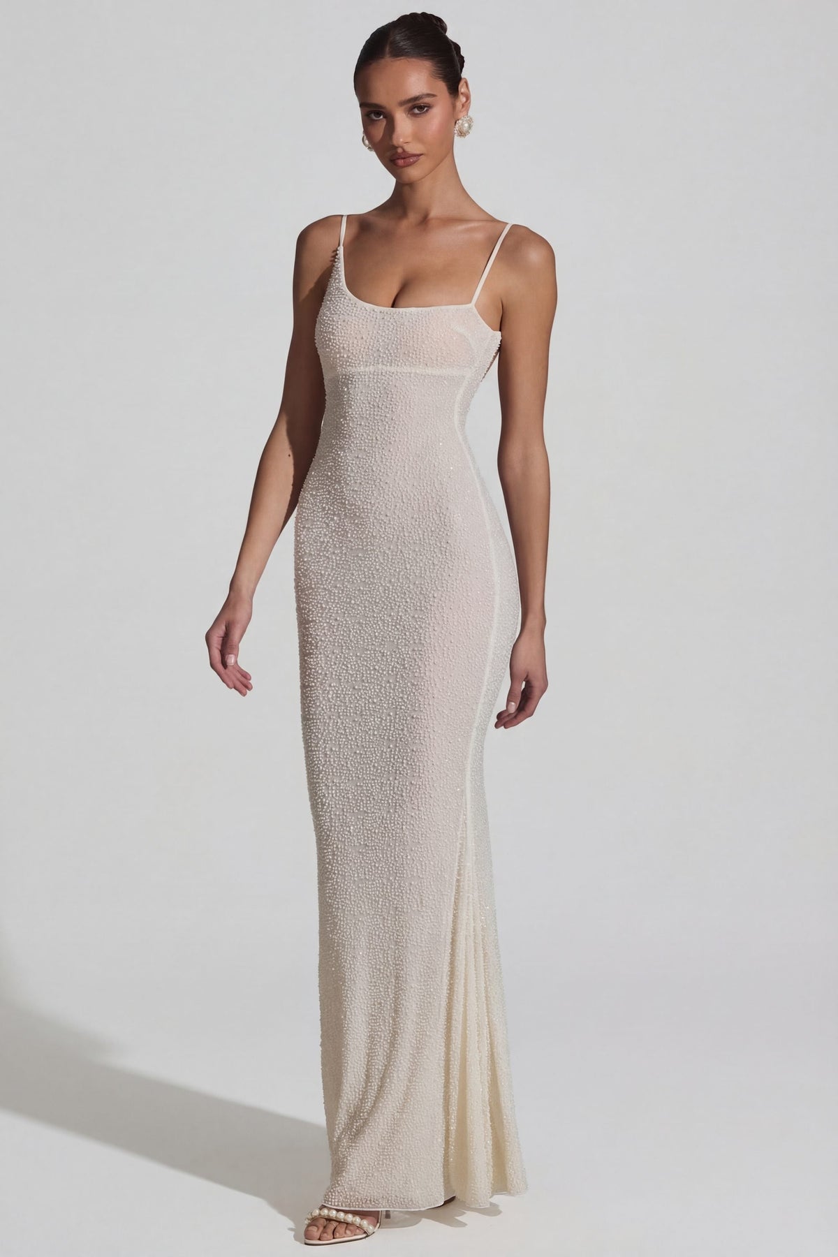 Embellished Backless Maxi Dress in White – view 8