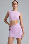 Embellished Cut-Out Mini Dress in Violet Pink – view 1
