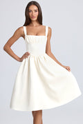 Draped Corset Midaxi Dress in Ivory – view 1
