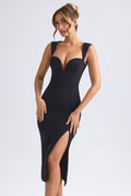 Sweetheart-Neck Midaxi Dress in Black – view 1