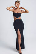 Hardware Detail Cut-Out Maxi Dress in Black – view 1