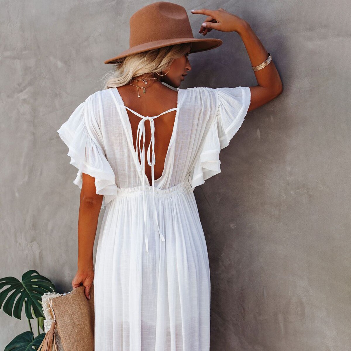 Long White Bohemian Style Dress