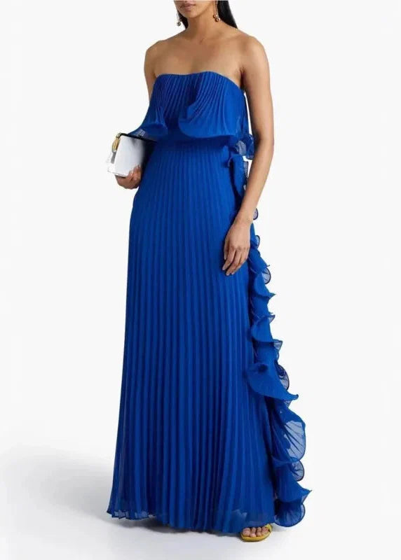 Robe cocktail boheme chic bleu roi