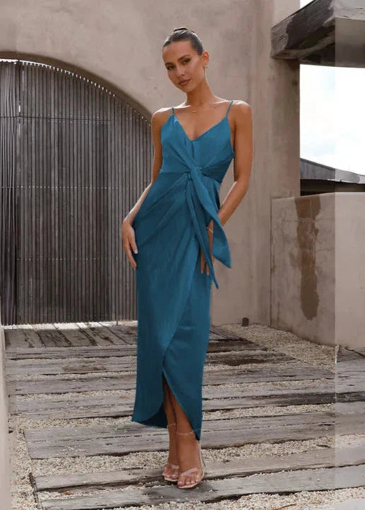 Blue Satin Summer Dress