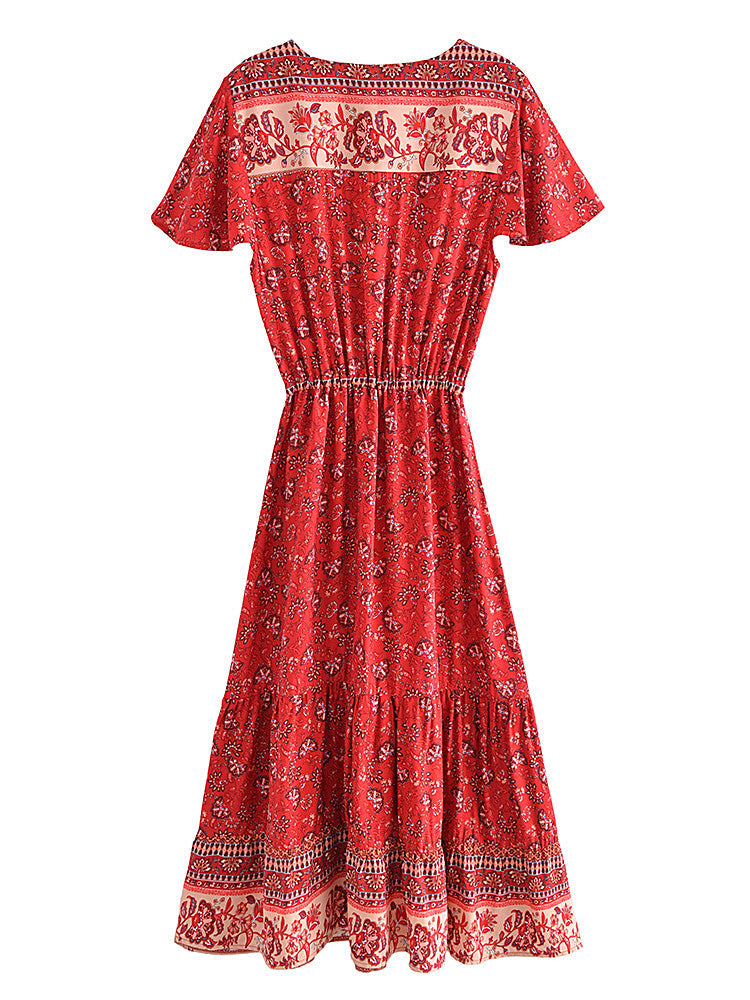 Robe Rouge Boheme Chic