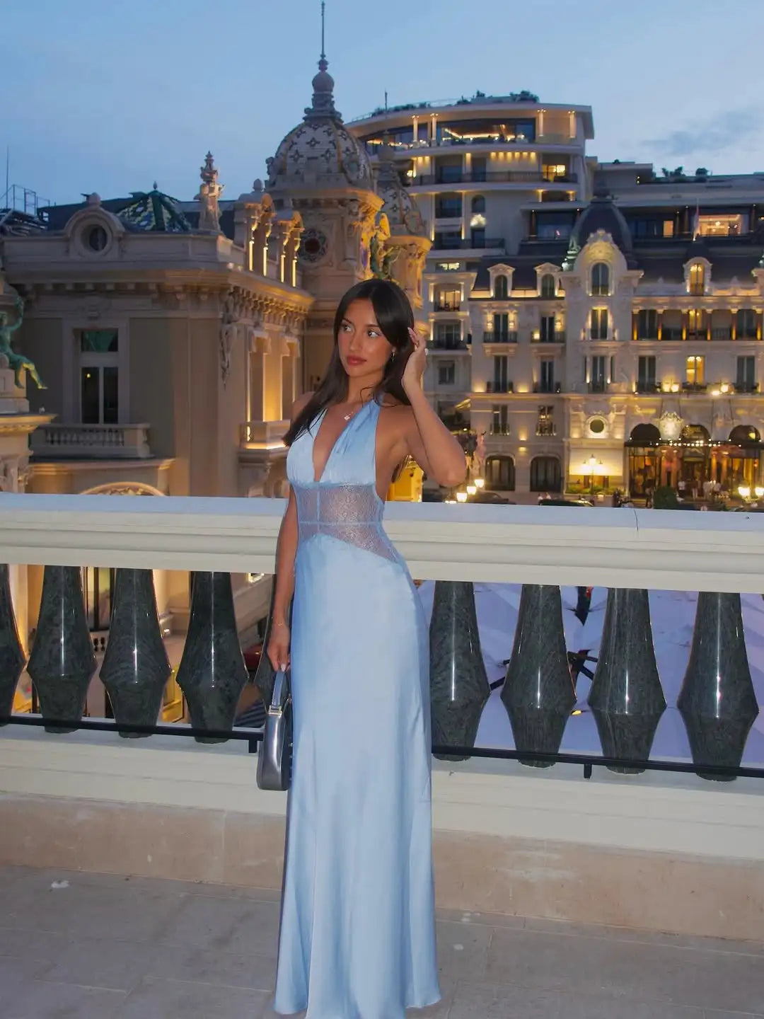 Blue Satin Cocktail Dress