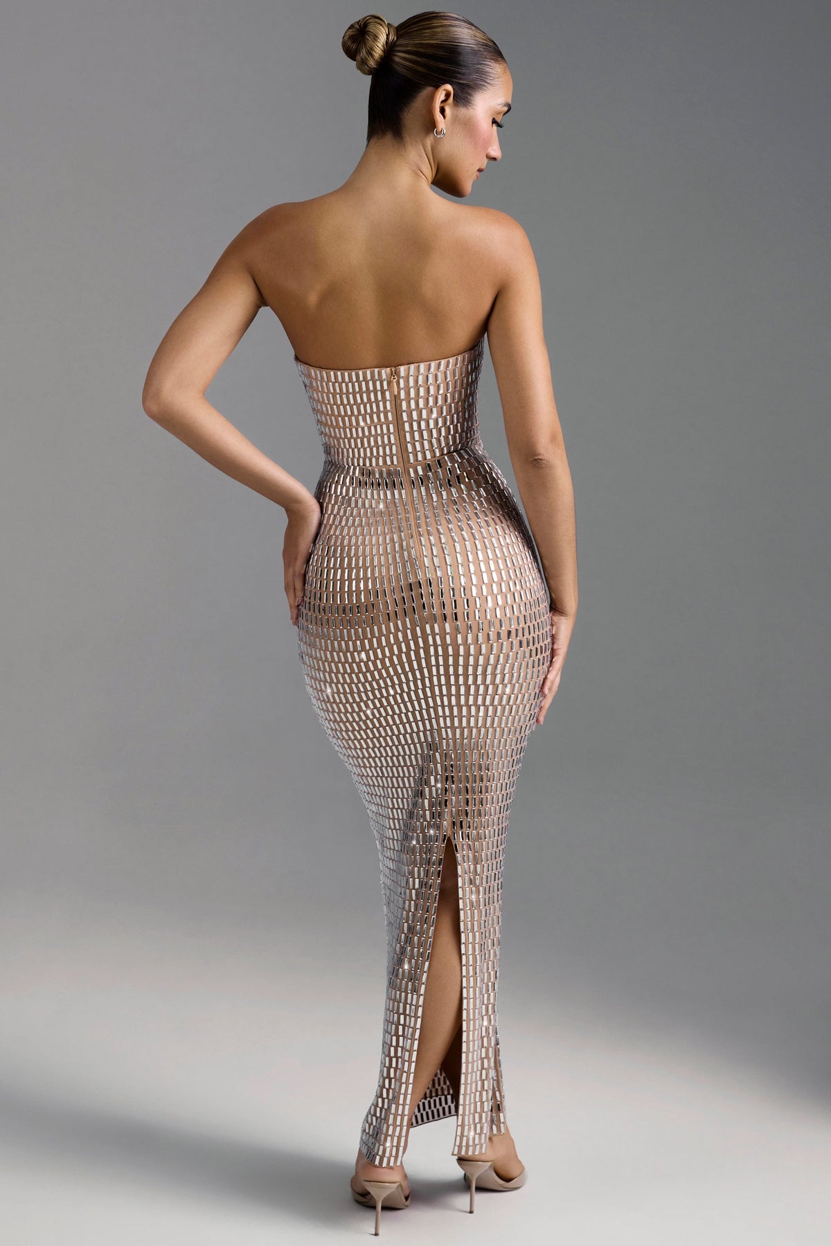 Embellished Bandeau Maxi Dress in Almond – view 2
