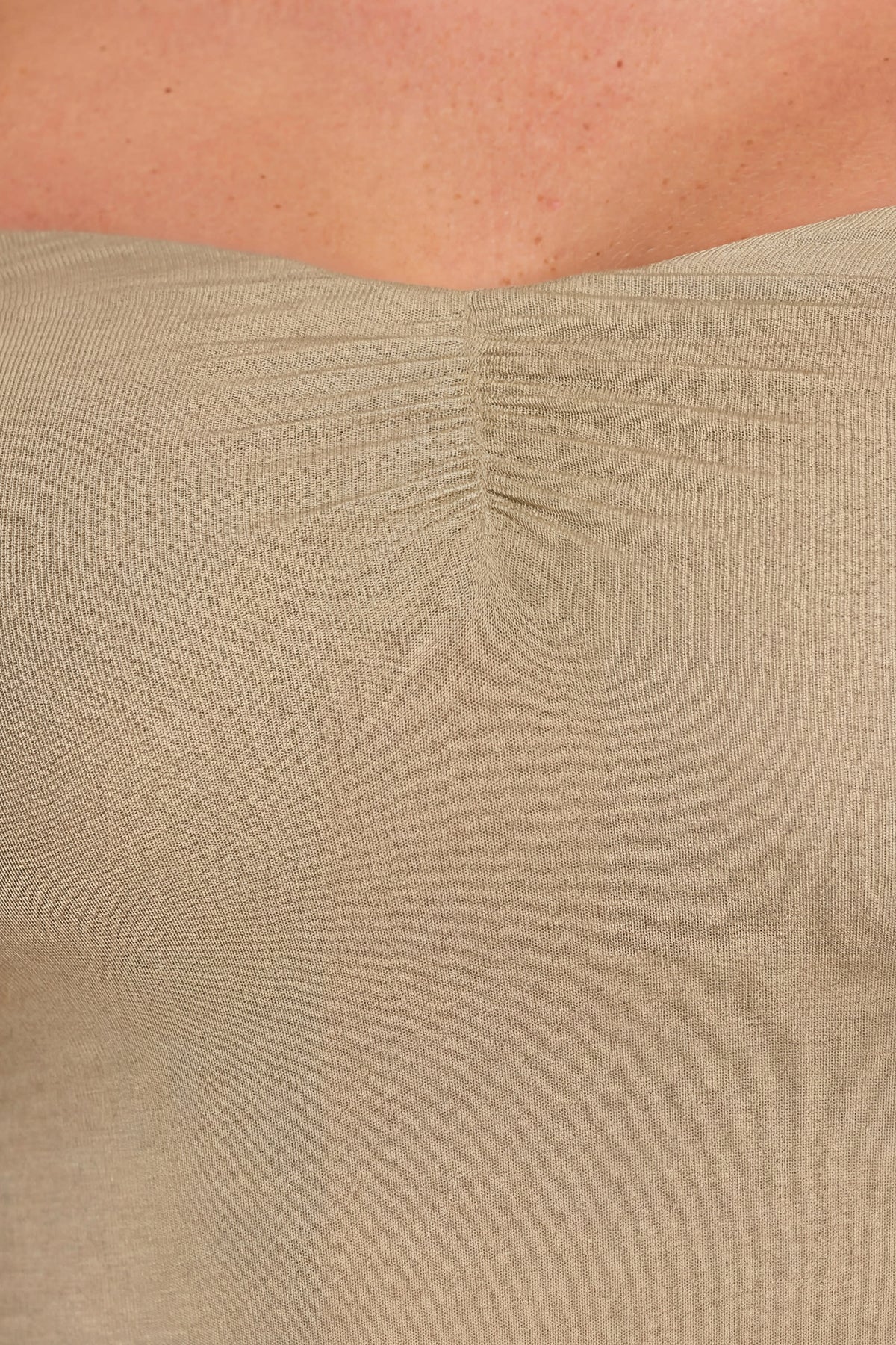 Long Sleeve Off-The-Shoulder Modal Cashmere Blend Maxi Dress in Taupe – view 6