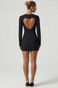 Cut-Out Heart-Detail Bodycon Mini Dress in Black – view 1