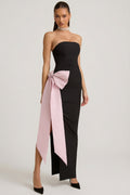 Strapless Bow-Detail Maxi Dress in Black – view 1