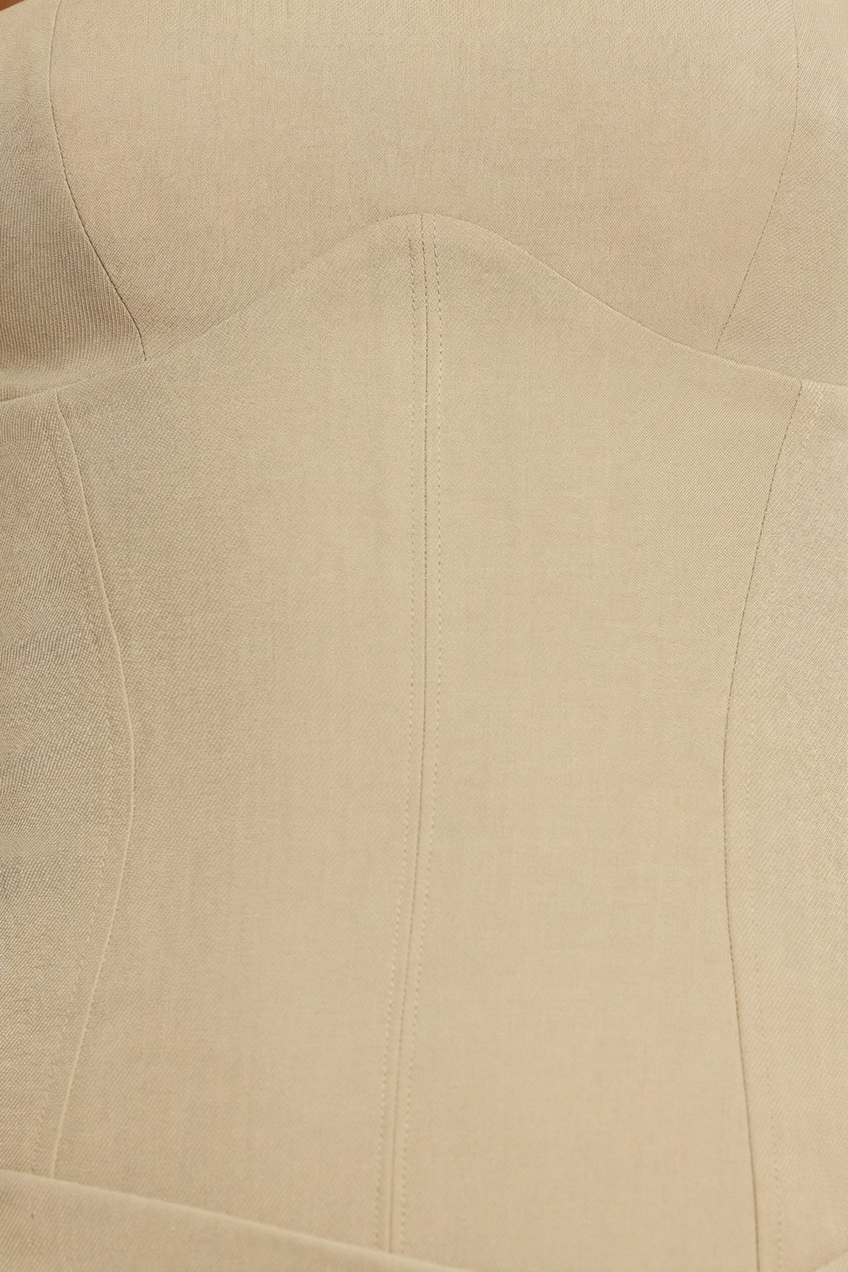 Woven Twill Wrap Over Pleated Mini Dress in Taupe – view 8