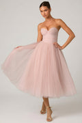 Tulle Corset Midaxi Dress in Dusty Rose – view 1
