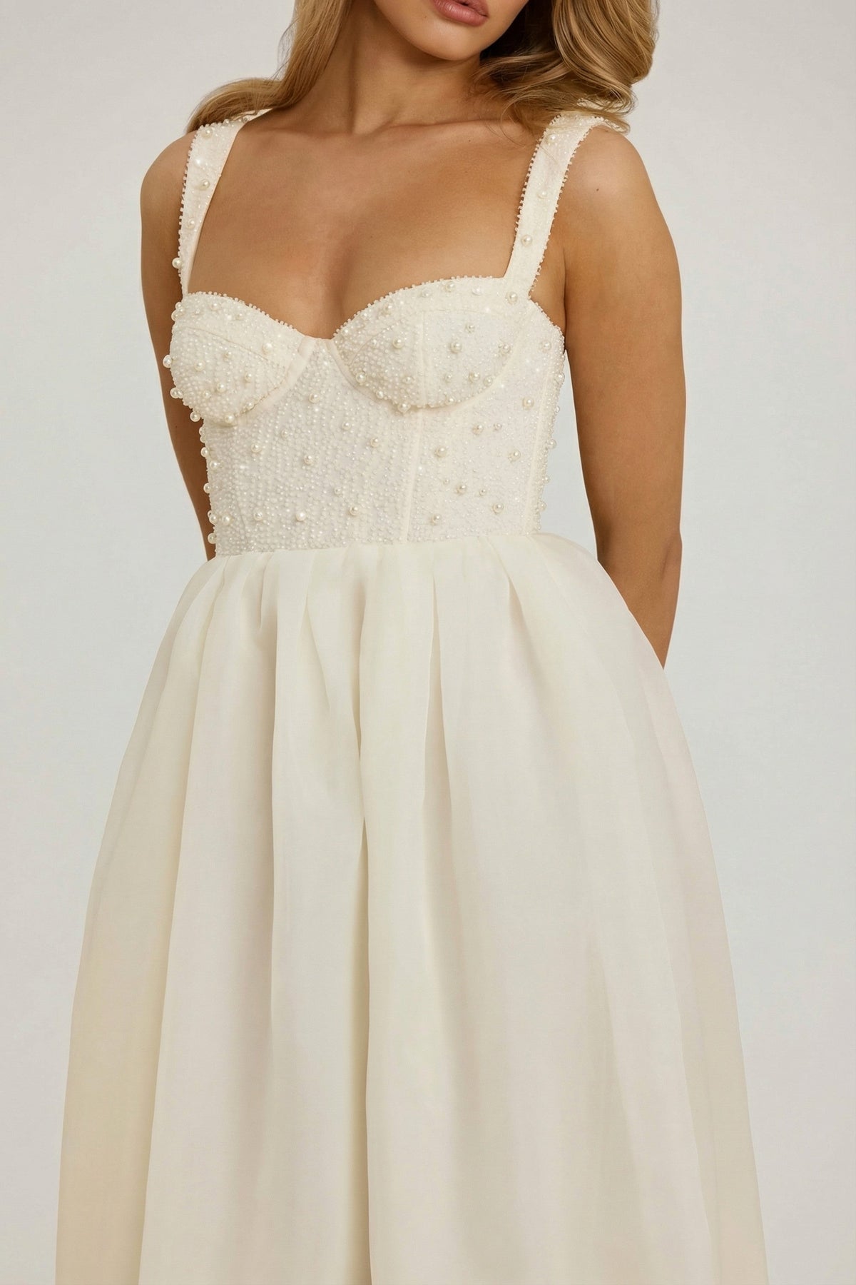 Embellished Corset Gown in White – view 3