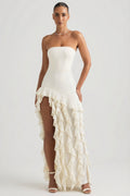 Ruffle-Trim Strapless Gown in Ivory – view 1