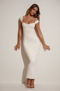 Modal Sweetheart-Neck Cap-Sleeve Maxi Dress in Ivory – view 1