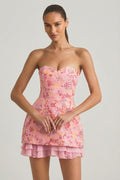 Embellished Strapless Corset Mini Dress in Pink – view 1